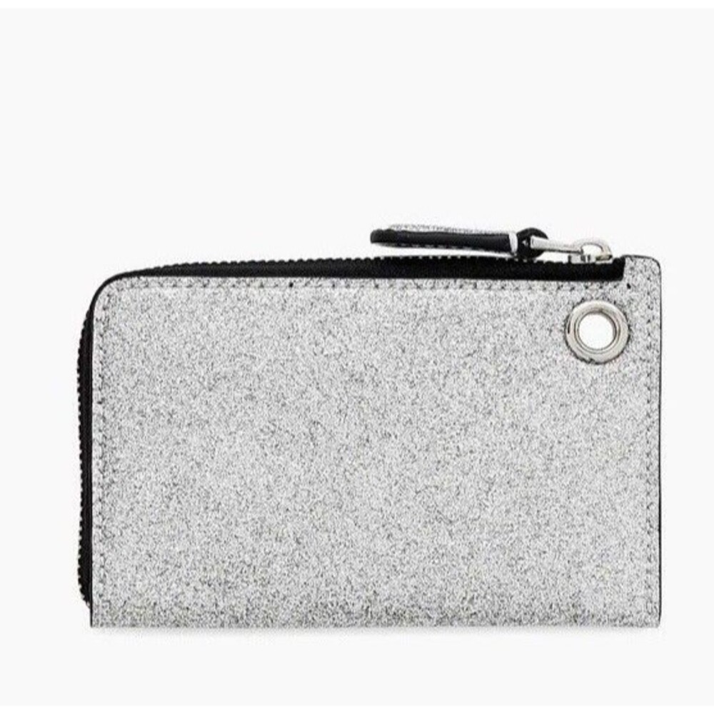 Authentic New Marc Jacobs Silver Glitter Leather Charm Wallet - Picture 6 of 6